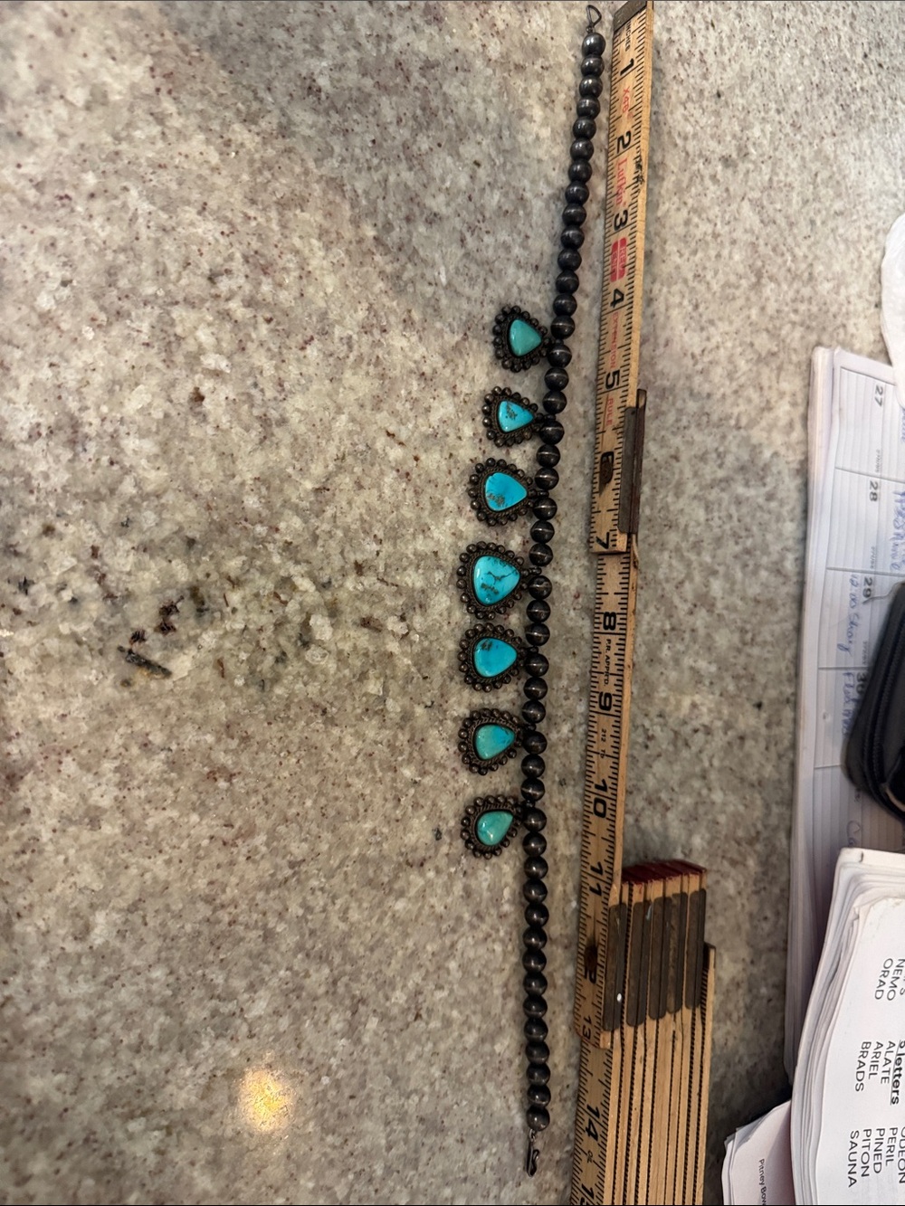 Vintage Navajo southwestern silver turquoise choker necklace